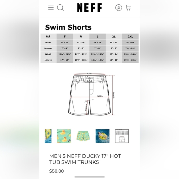 Neff Blue Swim Trunks with Yellow Duck Print - Picture 11 of 11